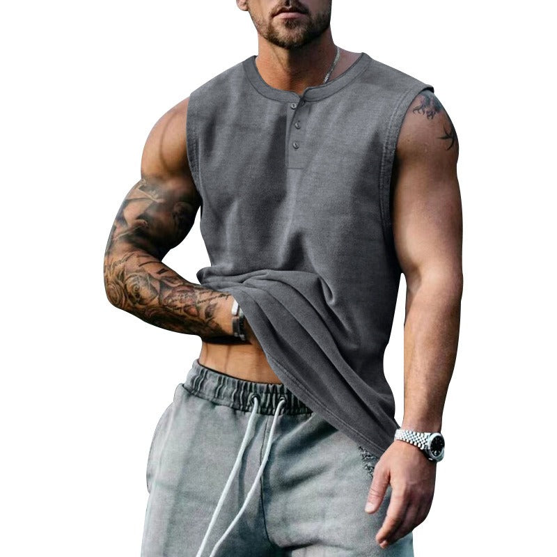Sommer Herren Jugend Sport Basketball Tank Top Groß Rundhals Knöpfe Ärmelloses T-Shirt Herren Sweetheart