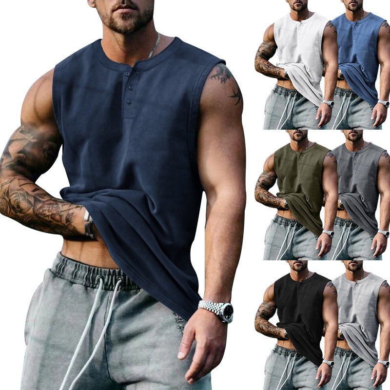 Sommer Herren Jugend Sport Basketball Tank Top Groß Rundhals Knöpfe Ärmelloses T-Shirt Herren Sweetheart