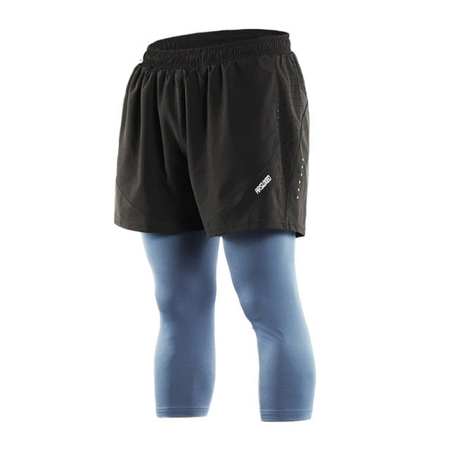 Short de sport séchage rapide homme 3 en 1, short de course, d'entraînement, de jogging, avec doublure plus longue, 4 couleurs - Short de sport