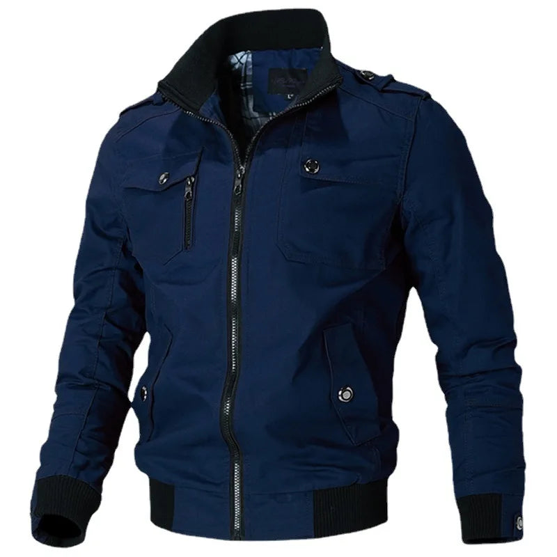Blouson Aviateur Homme Mode Décontractée Coupe-Vent Manteau Homme Printemps Automne 2023 Nouveau Vêtement d'extérieur Chaud Col Montant Slim Militaire Homme