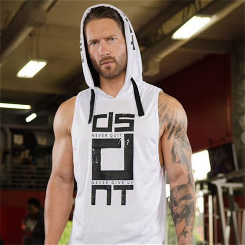 Baumwolle Tanktops Hoodie Fitness Herren Bodybuilding Workout T-Shirt Mode Muskel Herren Activewear