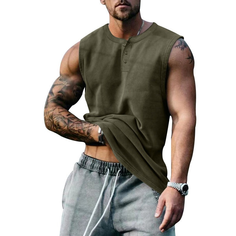 Sommer Herren Jugend Sport Basketball Tank Top Groß Rundhals Knöpfe Ärmelloses T-Shirt Herren Sweetheart