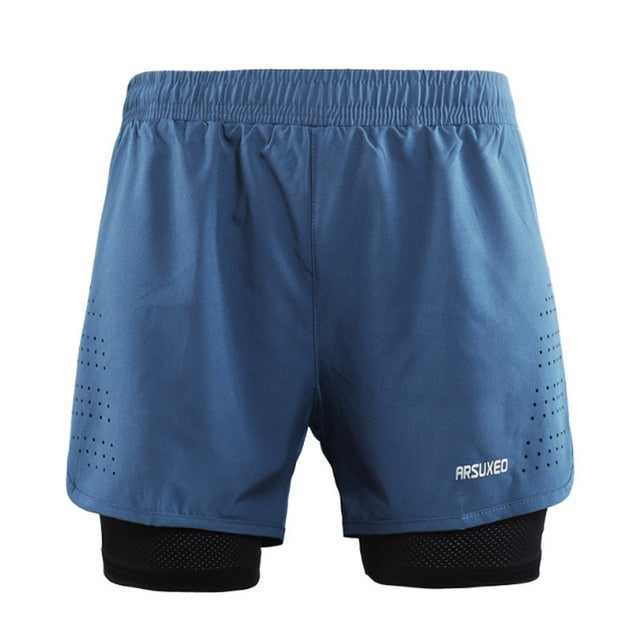 Short de sport séchage rapide homme 3 en 1, short de course, d'entraînement, de jogging, avec doublure plus longue, 4 couleurs - Short de sport