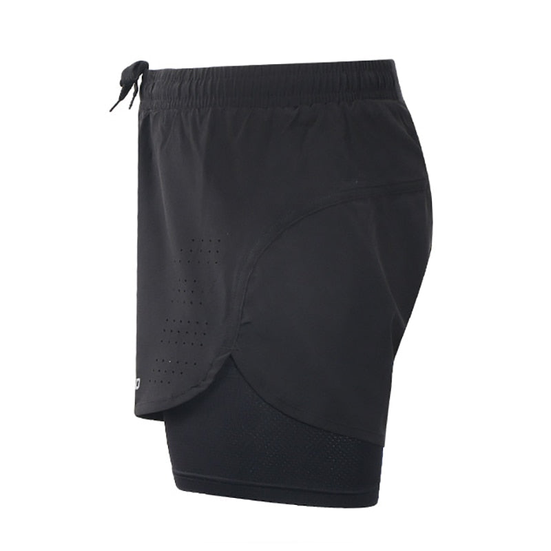 Short de sport séchage rapide homme 3 en 1, short de course, d'entraînement, de jogging, avec doublure plus longue, 4 couleurs - Short de sport