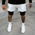 Europäische und amerikanische Trend-Sport-Shorts mit doppelter Lage für Herren, Training, Fake-Zweiteiler, Basketball, Laufen, Fitness-Capris