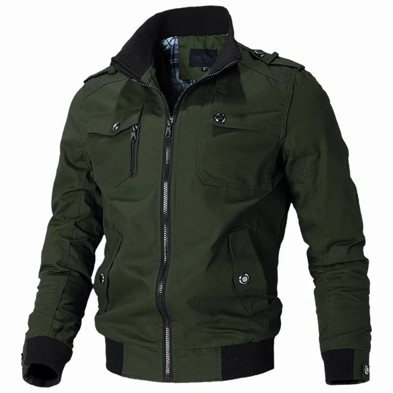Blouson Aviateur Homme Mode Décontractée Coupe-Vent Manteau Homme Printemps Automne 2023 Nouveau Vêtement d'extérieur Chaud Col Montant Slim Militaire Homme