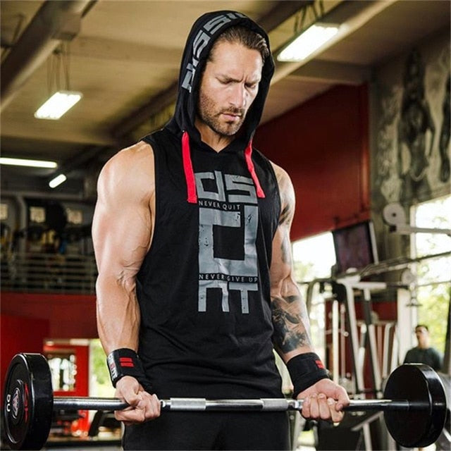 Baumwolle Tanktops Hoodie Fitness Herren Bodybuilding Workout T-Shirt Mode Muskel Herren Activewear