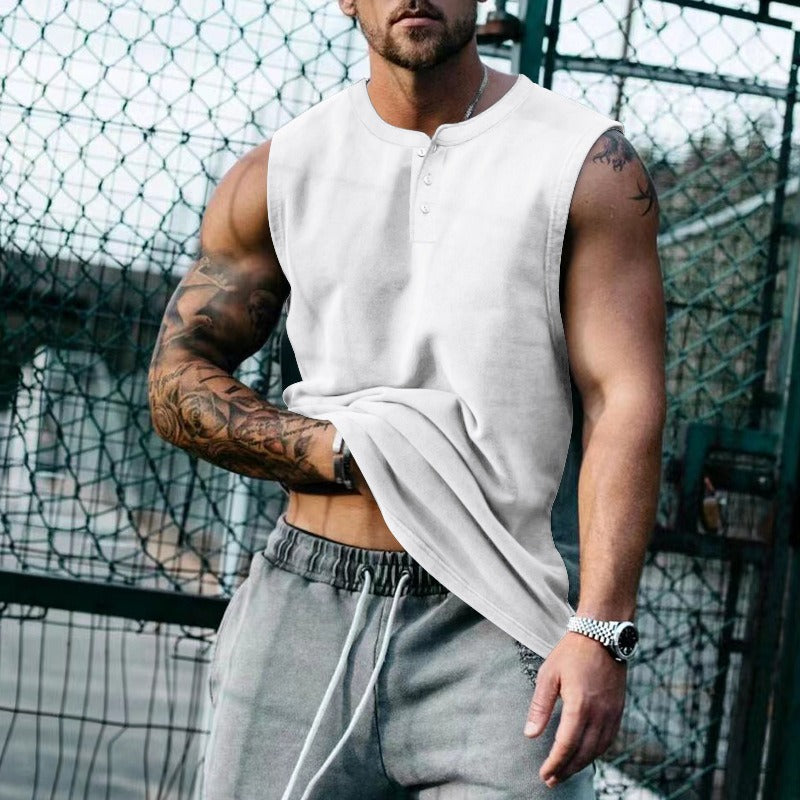 Sommer Herren Jugend Sport Basketball Tank Top Groß Rundhals Knöpfe Ärmelloses T-Shirt Herren Sweetheart