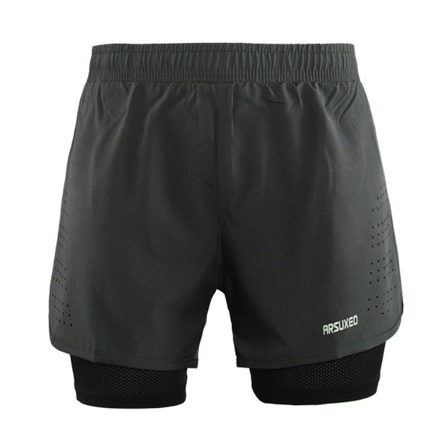 Short de sport séchage rapide homme 3 en 1, short de course, d'entraînement, de jogging, avec doublure plus longue, 4 couleurs - Short de sport