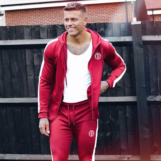 Sport-Herren-Trainingsanzug Running Gym Herren-Set Sportbekleidung Set Jogginghose Fitness Bodybuilding Sportanzüge Herren Hoodie+Hosen Anzug Herren