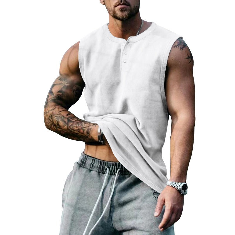 Sommer Herren Jugend Sport Basketball Tank Top Groß Rundhals Knöpfe Ärmelloses T-Shirt Herren Sweetheart