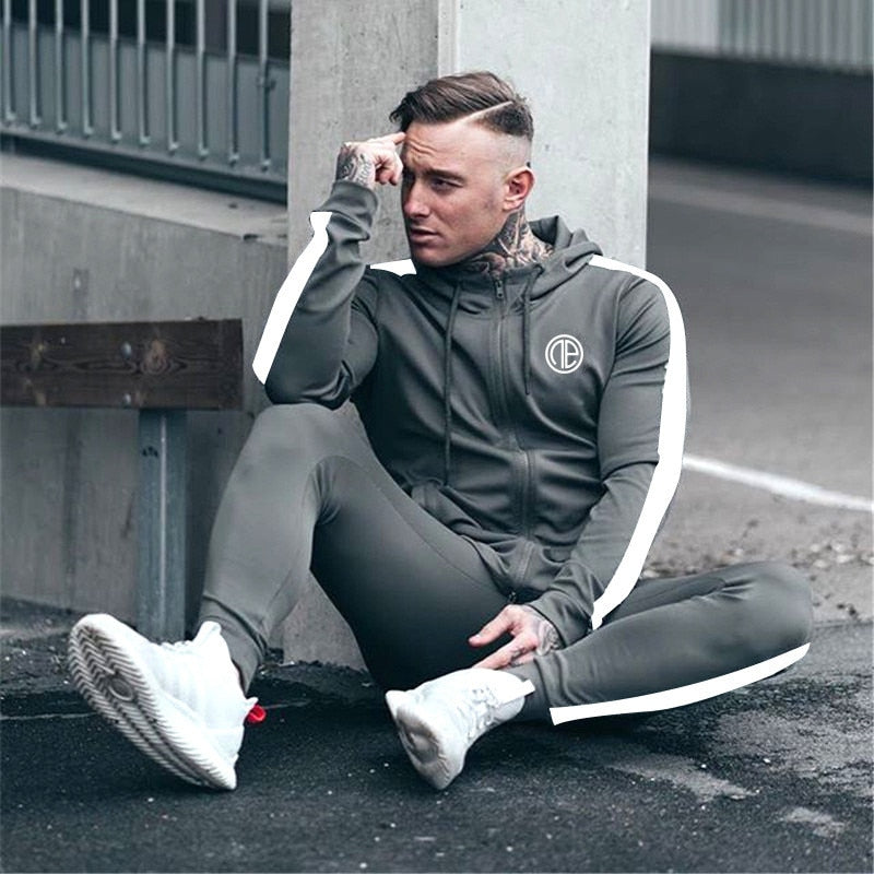 Sport-Herren-Trainingsanzug Running Gym Herren-Set Sportbekleidung Set Jogginghose Fitness Bodybuilding Sportanzüge Herren Hoodie+Hose Anzug Herren