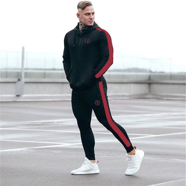 Sport-Herren-Trainingsanzug Running Gym Herren-Set Sportbekleidung Set Jogginghose Fitness Bodybuilding Sportanzüge Herren Hoodie+Hose Anzug Herren