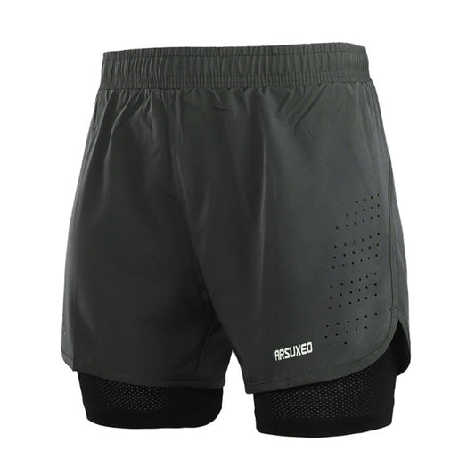 Short de sport séchage rapide homme 3 en 1, short de course, d'entraînement, de jogging, avec doublure plus longue, 4 couleurs - Short de sport