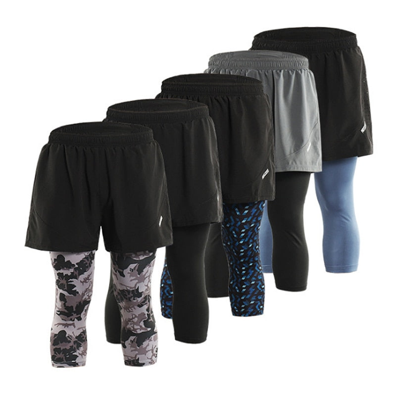 Short de sport séchage rapide homme 3 en 1, short de course, d'entraînement, de jogging, avec doublure plus longue, 4 couleurs - Short de sport