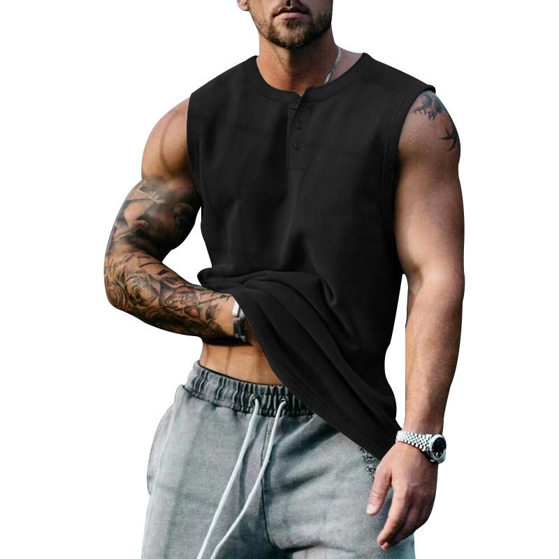 Sommer Herren Jugend Sport Basketball Tank Top Groß Rundhals Knöpfe Ärmelloses T-Shirt Herren Sweetheart