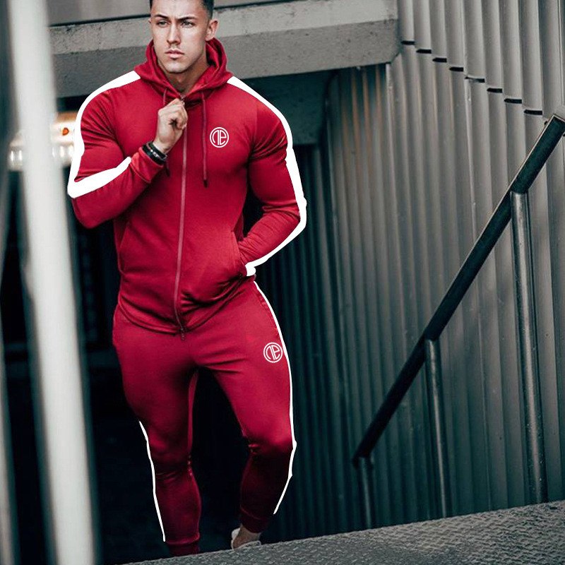 Sport-Herren-Trainingsanzug Running Gym Herren-Set Sportbekleidung Set Jogginghose Fitness Bodybuilding Sportanzüge Herren Hoodie+Hose Anzug Herren