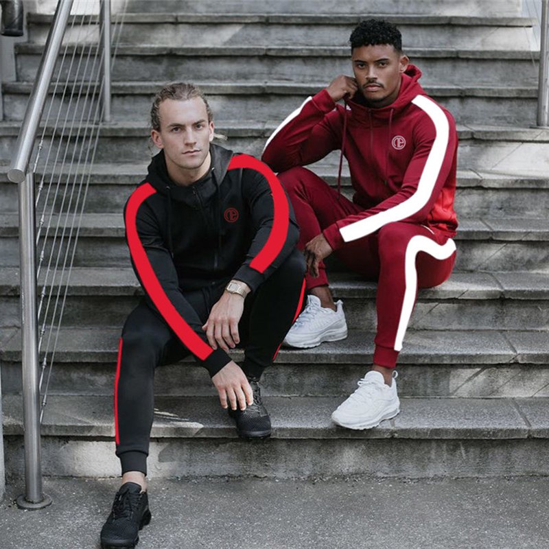 Sport-Herren-Trainingsanzug Running Gym Herren-Set Sportbekleidung Set Jogginghose Fitness Bodybuilding Sportanzüge Herren Hoodie+Hosen Anzug Herren