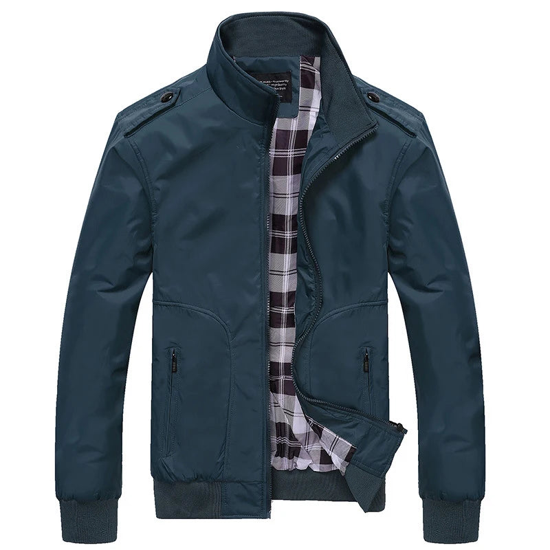 Vestes pour hommes printemps automne manteaux décontractés couleur unie sportswear col montant vestes slim blousons homme 4XL
