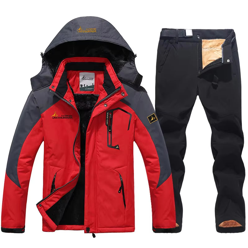 Winter Ski Suit for Men Waterproof Keep Warm Snow Fleece Jacket Pants Windproof Outdoor Mountain Snowboard Wear Set Ski Outfit